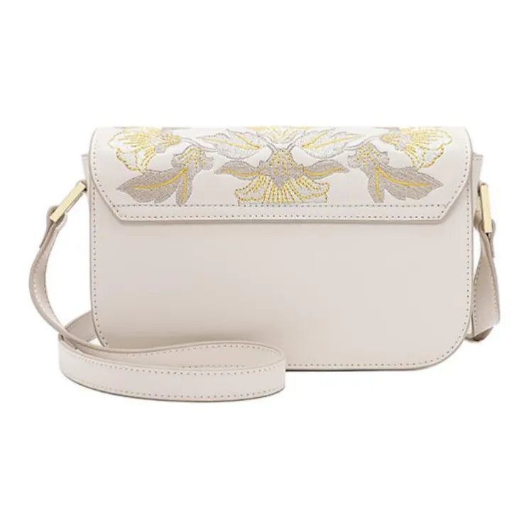 Ancient Yi Xi Cow Leather Cheongsam Large Capacity Shoulder Bag, Crossbody Bag Women's Ecru-3