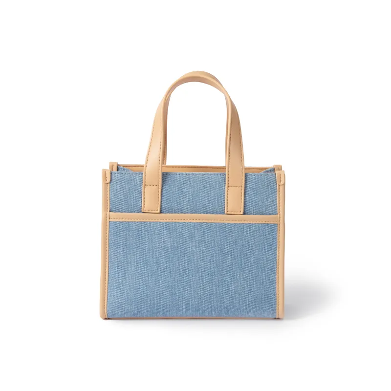 Lee Fabric With Artificial Leather Tote Shoulder Bag Crossbody Bag Handbag Regular Women's Light Denim Blue-3