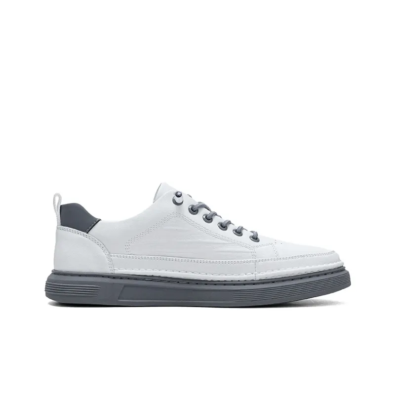 JOSINY Simple White Shoes Comfortable Wear Resistant Low Top Skateboard Shoes Men's White-2