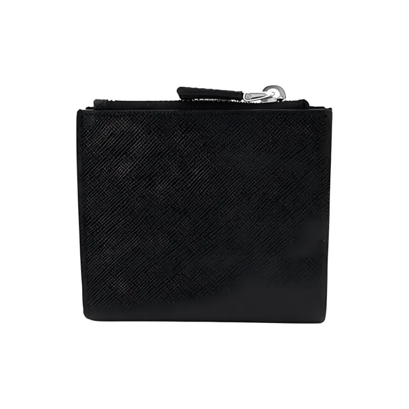 PRADA Leather Card Holder Wallet Unisex Black-2