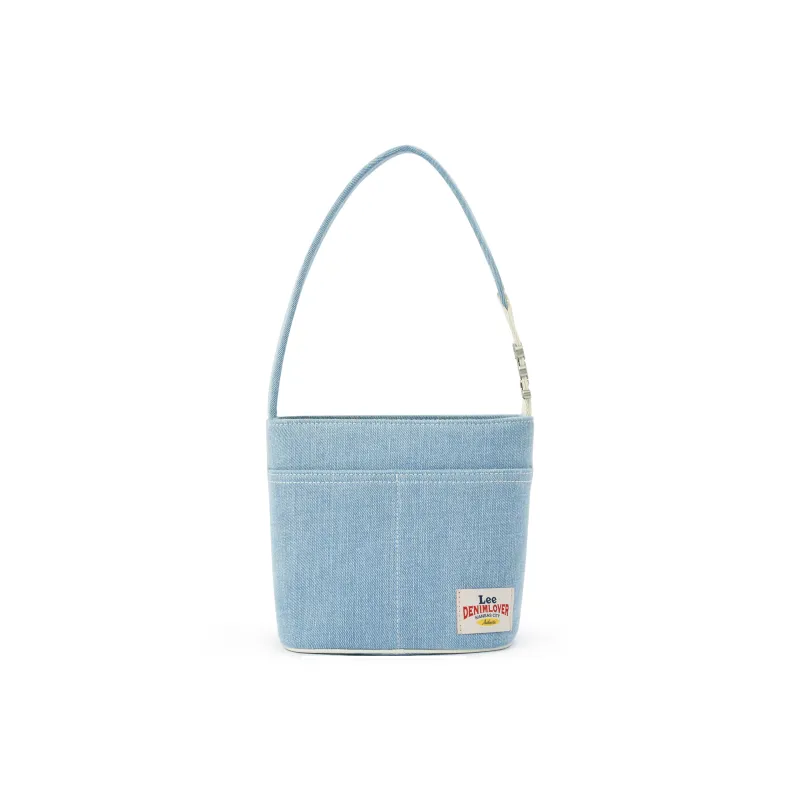 Lee Fabric+Artificial Leather Baby Blue Shoulder Bag, Bucket Bag, Shoulder Bag Regular Women's Vintage Light Cow-1