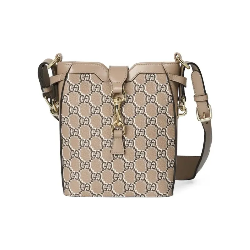 GUCCI Leather Bucket Bags Shoulder Bag Crossbody Bag Mini Women's Taupe-0