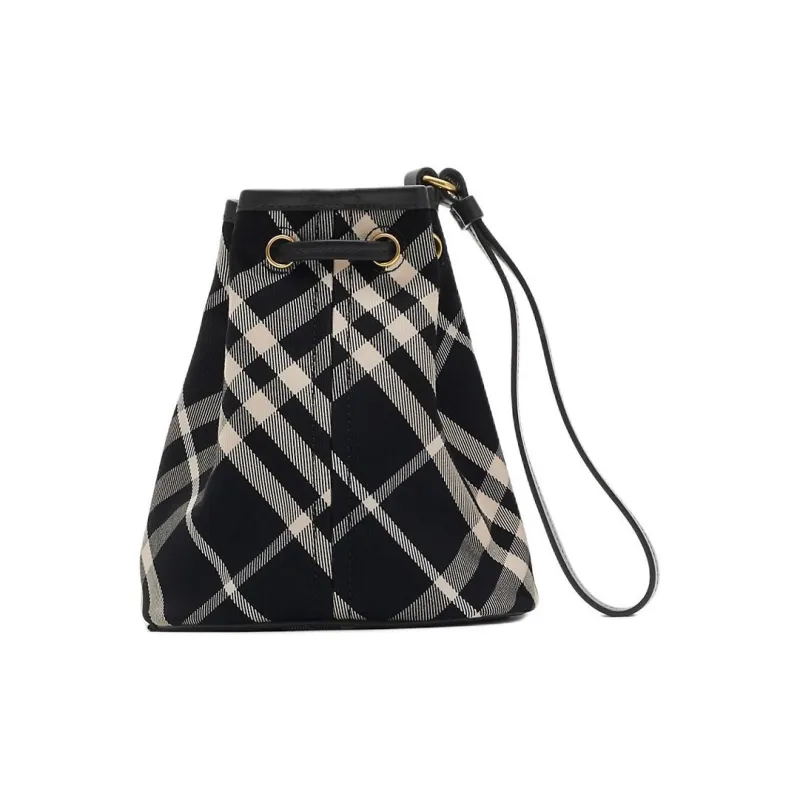 Burberry Cotton With Calfskin Trim Handbag Unisex Black-2