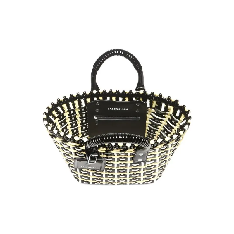 Balenciaga BISTRO Polyester Basket Bag, Tote Bag, Shopping Bag, Handbag Extra Small Women's Beige/Black-3