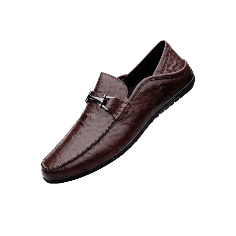 King Jinmai Gommino Loafers Men Black/Dark Brown-13