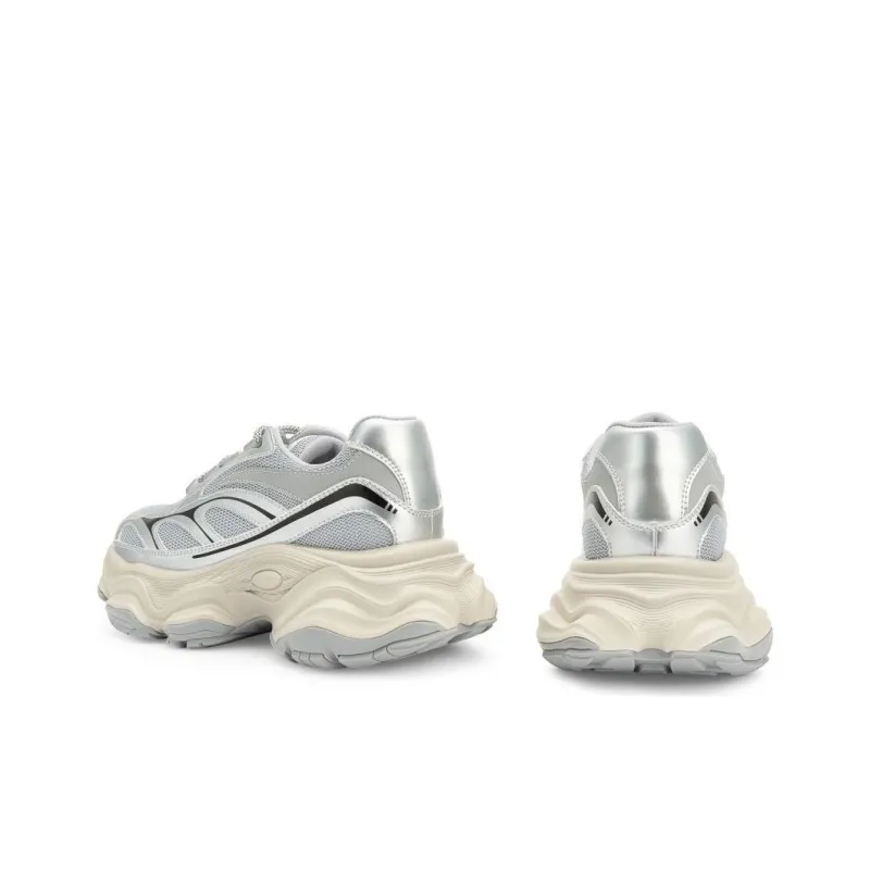 TOOMANYSHOES Low-Top Chunky Sneakers Women's Silver/Apricot-2