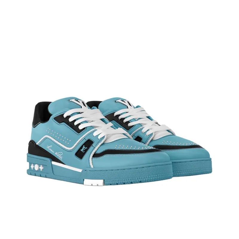 LOUIS VUITTON Trainer Low Top Skateboard Shoes Unisex Blue Black-2