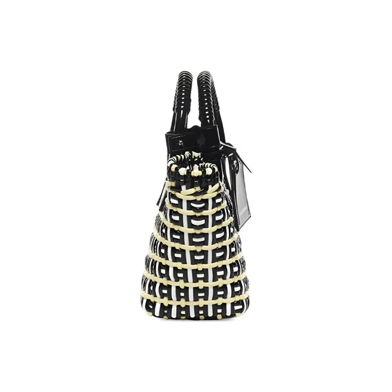 Balenciaga BISTRO Polyester Basket Bag, Tote Bag, Shopping Bag, Handbag Extra Small Women's Beige/Black-1