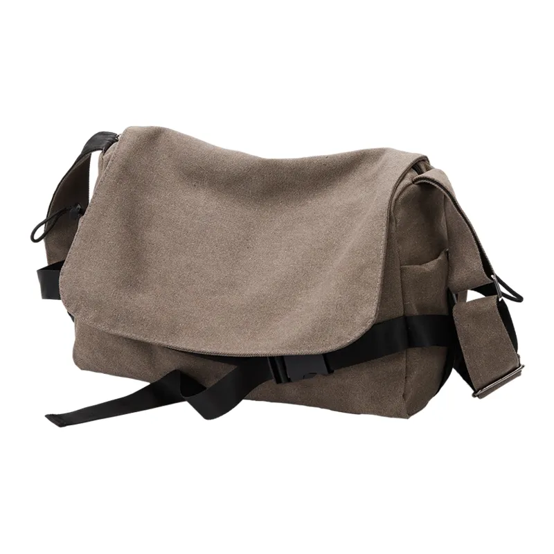 TAKI Fashionable Versatile Commute Portable Canvas Crossbody Bag Unisex Couple's Version Regular Black/Gray Unisex-1