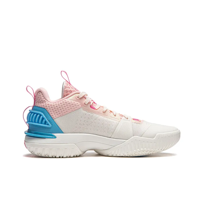 LiNing Storm 2024 Cushioning Breathable Lightweight Rebound Low Top Basketball Shoes Men's White Pink-1
