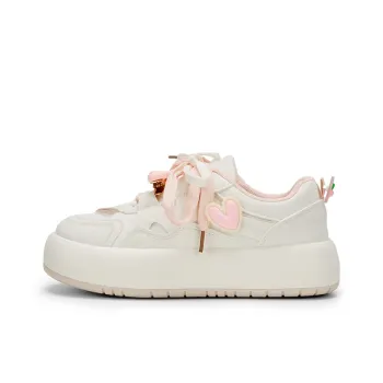 KARLIE KELLER Support Wear-Resistant Slip-Resistant Low-Top Skateboard Shoes Women's White Pink