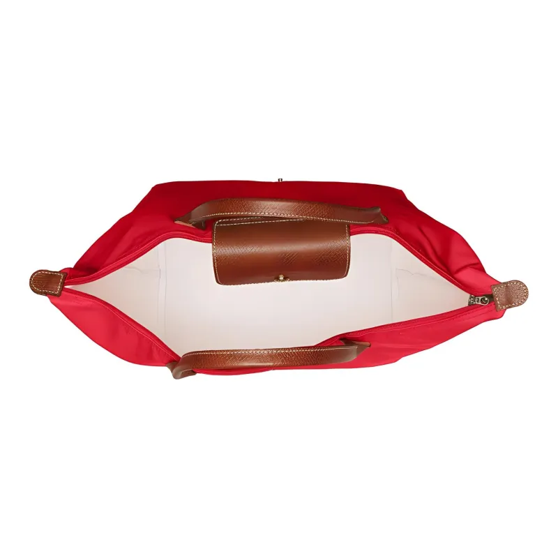 LONGCHAMP Nylon With Canvas And Fabric With Leather Dumpling Bag Handbags Medium Size Women's Red-4