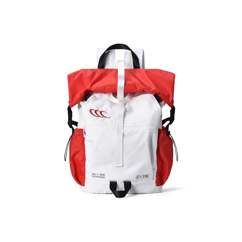 COEXISTENCE Polyester Water Repellent Backpack Laptop Bags Large Size Unisex Red White-1