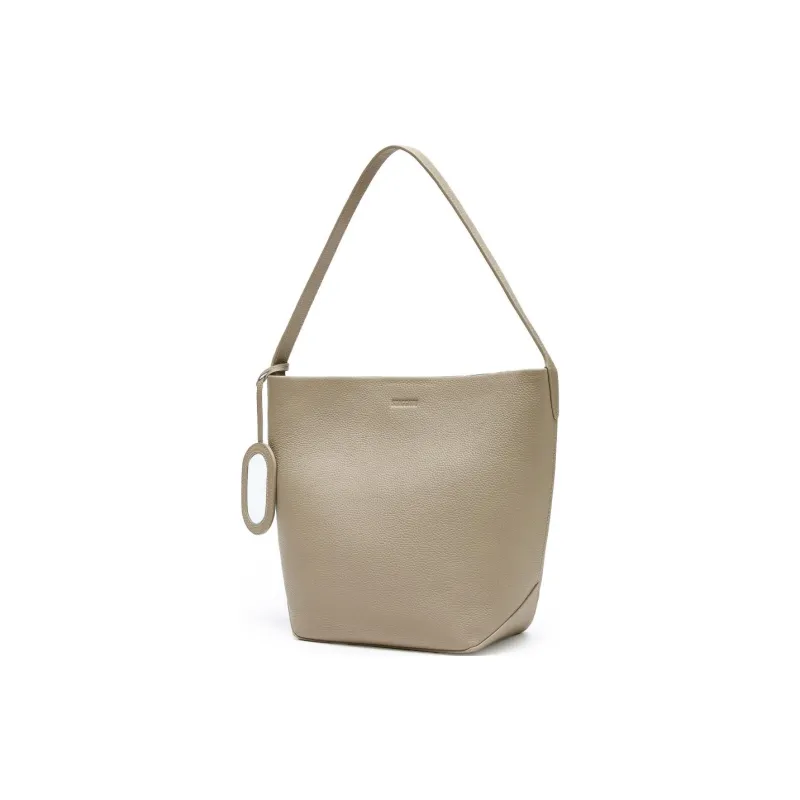 Staccato Cow Leather Shoulder Bag Tubas Women's Milk Tea Apricot/Dark Coffee-1