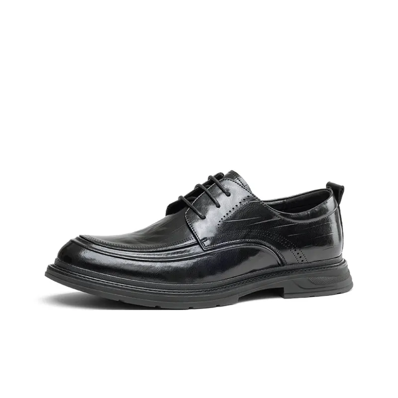 JOSINY Comfortable Wear Resistant Dress Shoes Low Top Men's Black-1