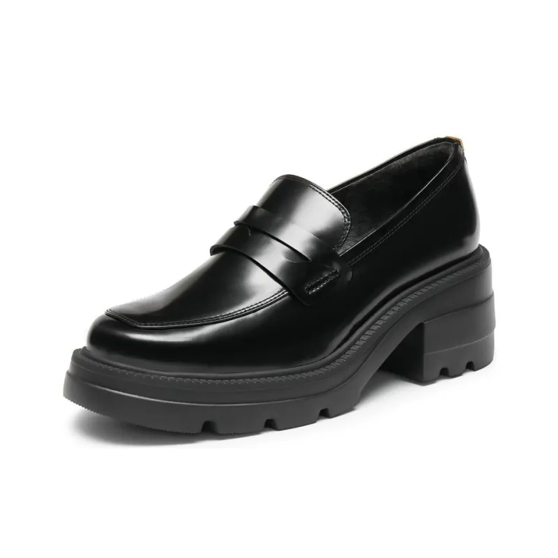 Staccato Shiny Loafers 7cm Women's Black-2