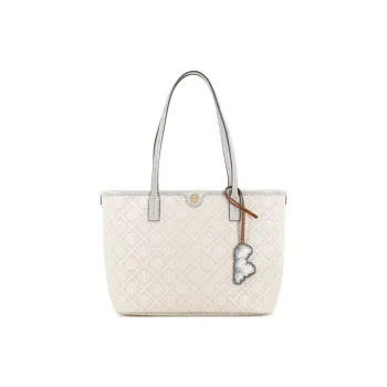 TORY BURCH T Monogram Fabric Tote Bag Shopping Bag Shoulder Bag Handbag Small Size Women's Mist Gray