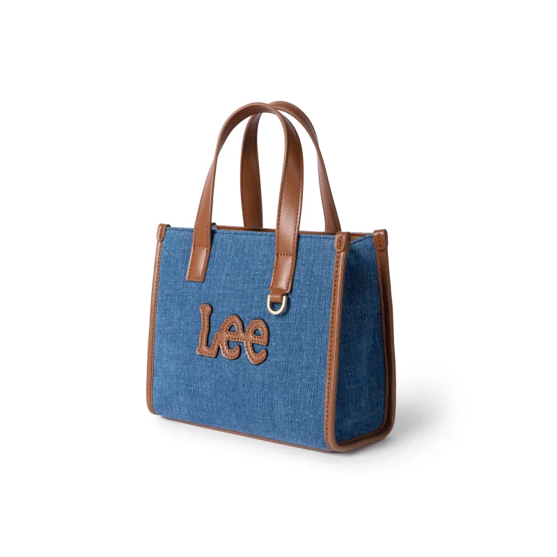 Lee Fabric Artificial Leather Tote Crossbody Bag Shoulder Bag Handbag Women's Denim Blue-3