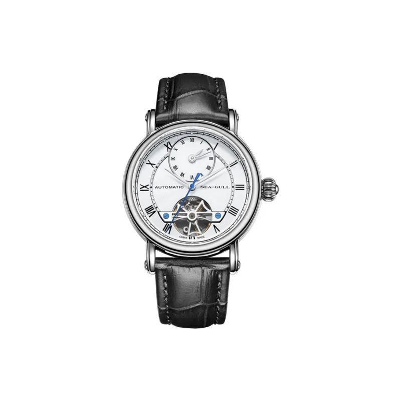Sea Gull LE BRASSUS Automatic Mechanical Movement Cow Leather Strap Watch Men's Watches White Dial-0