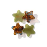 [Coffee Green]Acetate Stars Hair Clip