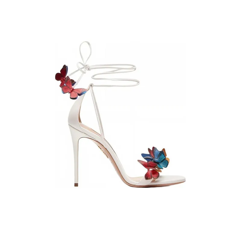 AQUAZZURA Papillon Sandal 105 Strap Sandals Women's White-1