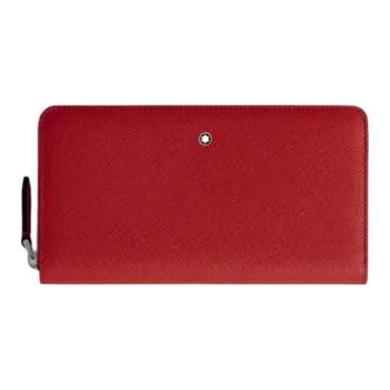 MONTBLANC Saffiano Print Leather Wallet Women's Brick Red