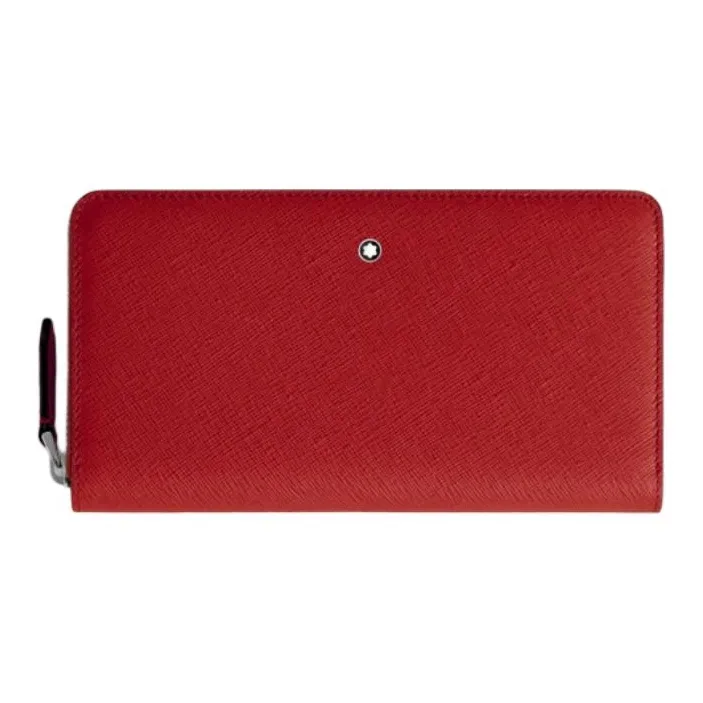MONTBLANC Saffiano Print Leather Wallet Women's Brick Red-0