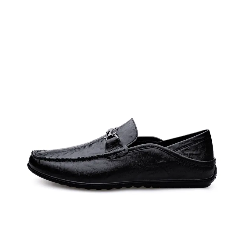 King Jinmai Gommino Loafers Men Black/Dark Brown-0