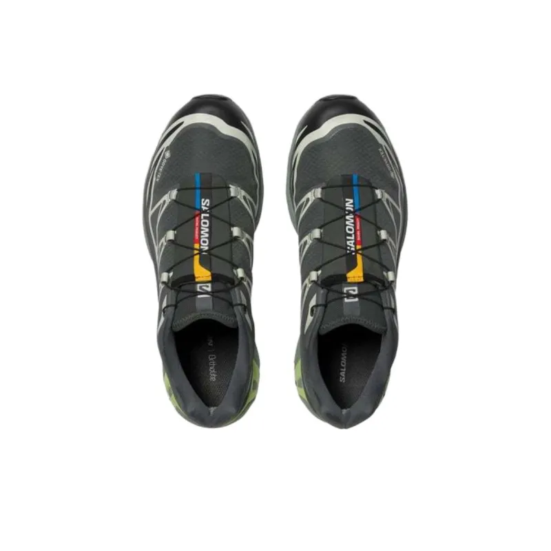 SALOMON XT 6 Anti Slip And Wear Resistant Water Resistant Low Top Running Shoes Unisex Urban Gray Black Lime Cream-2