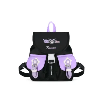 Zgo Sanrio Kulomi Polyester+PU Backpack Lightweight Backpack Regular Women's Black Purple