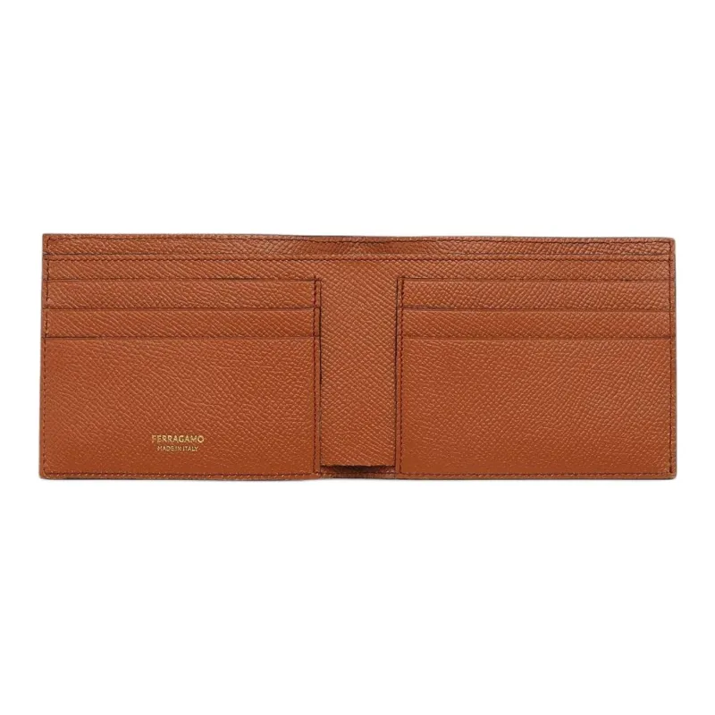 FERRAGAMO Stamped Calfskin Wallet Regular Men's Brown-3