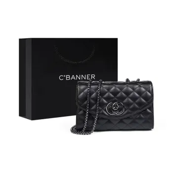 C°BANNER Cow Leather Crossbody One Shoulder Small Square Bag Regular Women's Black