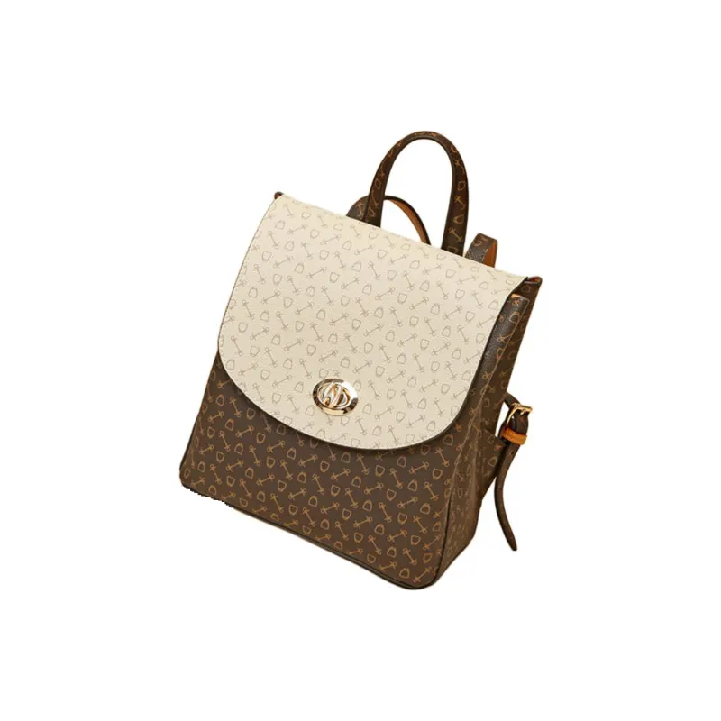 Why PVC Polyvinyl Chloride Backpack Medium Size Women's Coffee & Caramel/Coffee & Apricot-8