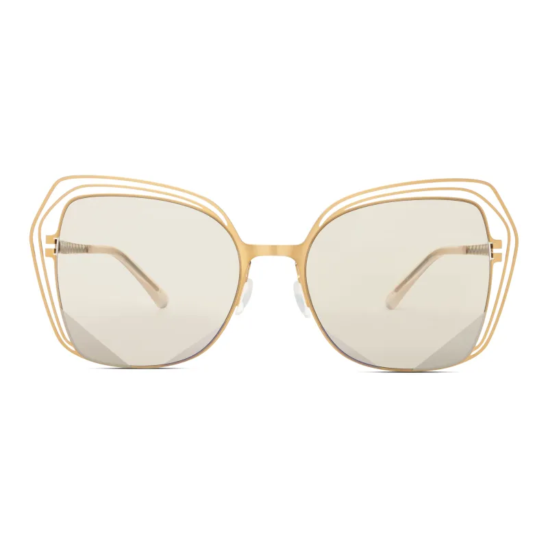 Mita Stainless Steel Irregular Shape Sunglasses Women's-0