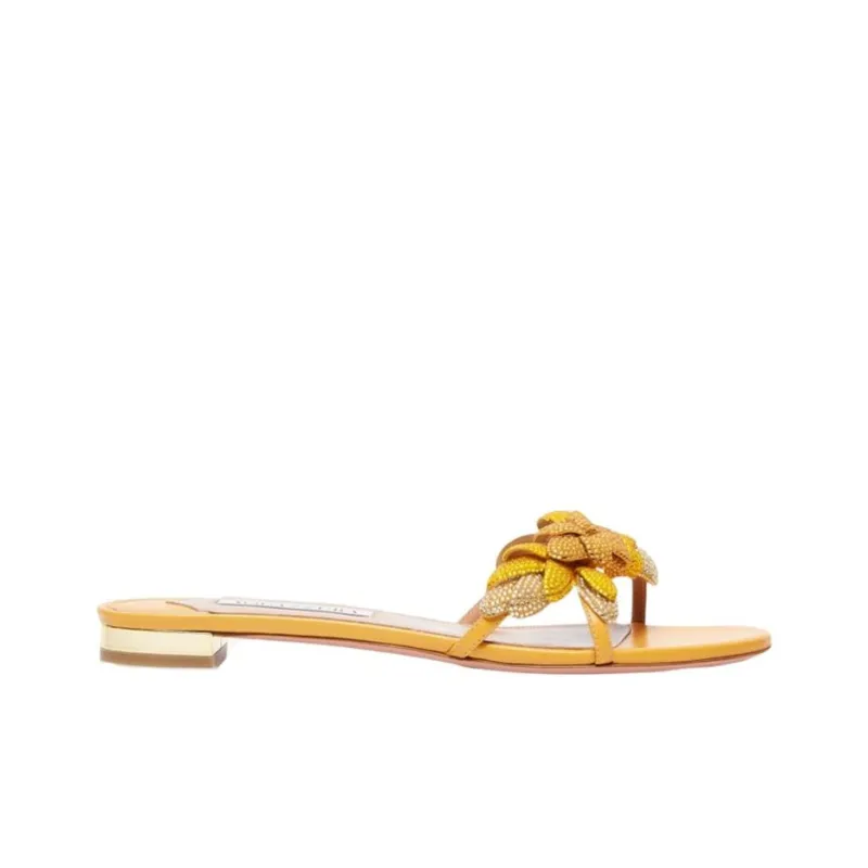 AQUAZZURA Abrasion-Resistant Slide Slippers Women's Yellow-1