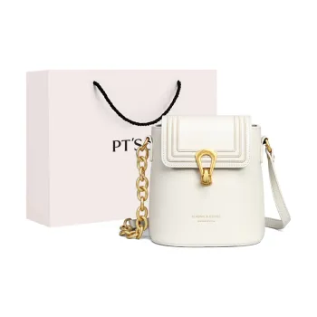 PT'SON Cow Leather With Synthetic Leather Underarm Shoulder Bag, Crossbody Bag Regular Women's Milkshake White