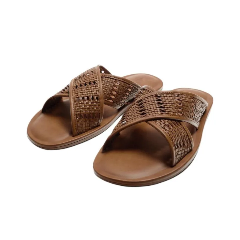 ZARA Abrasion Resistant Slide Slippers Men's Brown-2