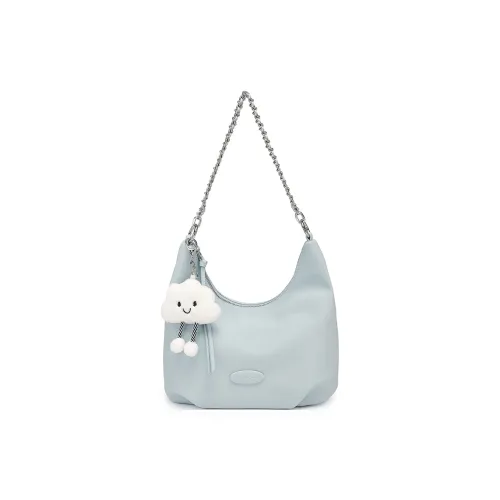 MEXICAN Polyurethane Leather Crescent Bag Shoulder Bag Regular Women's Dusty Blue/Pink/Ecru