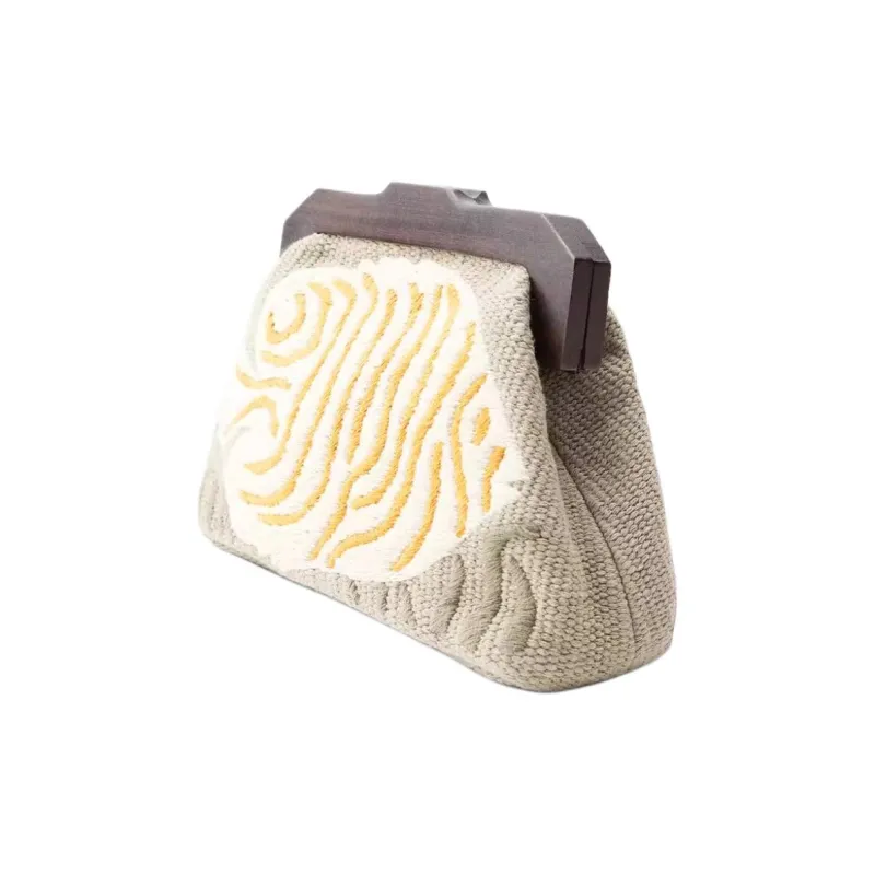 ZARA Cotton Clutch Small Size Women's Gray & Multicolor-1
