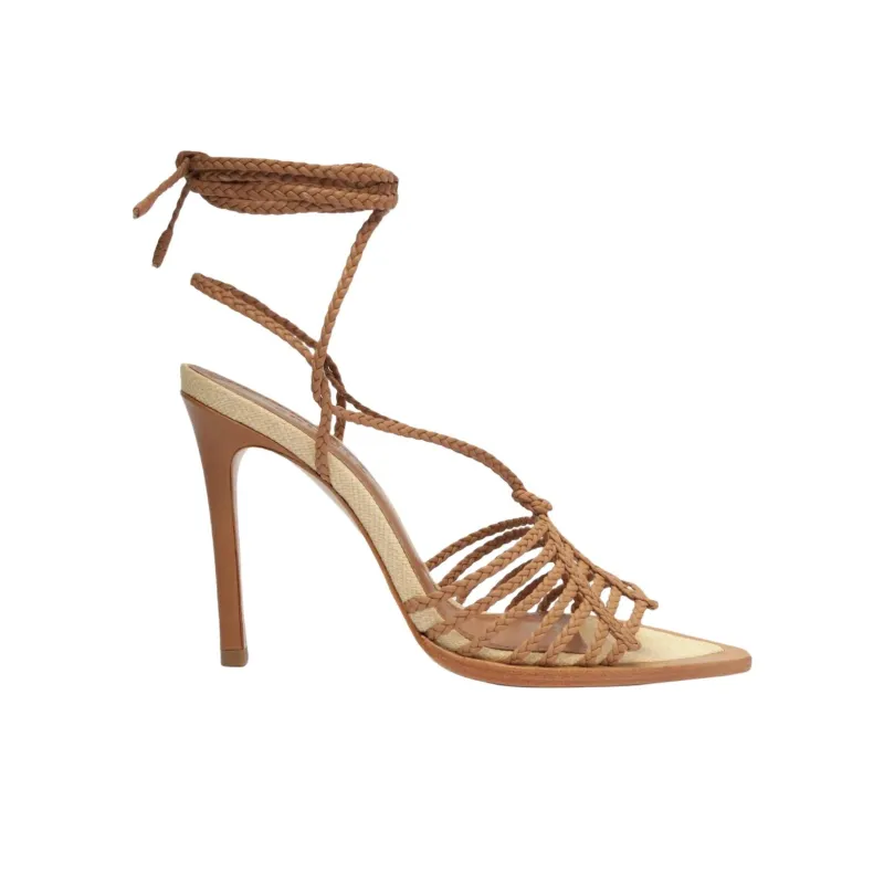 Schutz Adele Strap Sandals 11cm Women's Brown-1