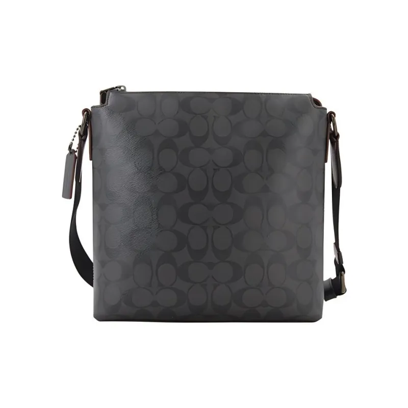 COACH Beckett Canvas With Leather Document Messenger Bag Shoulder Bag Crossbody Bag Men's Black-3