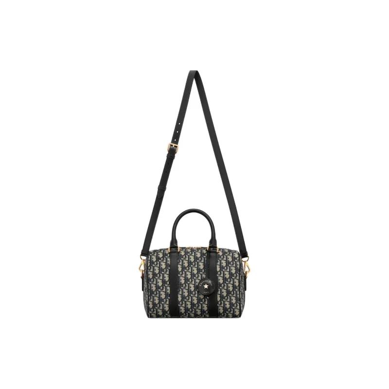 DIOR Oblique Jacquard With Leather Boston Bag Handbag Shoulder Bag Crossbody Bag Regular Women's Blue-4