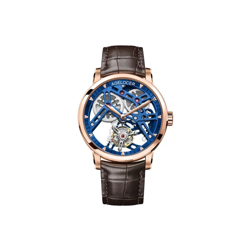 AGELOCER Manual Mechanical Movement Watch Men's Watches Cut-Out Dial-0