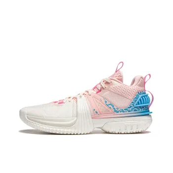 LiNing Storm 2024 Cushioning Breathable Lightweight Rebound Low Top Basketball Shoes Men's White Pink