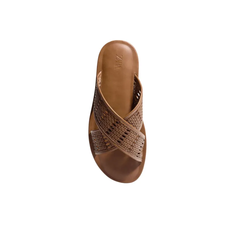 ZARA Abrasion Resistant Slide Slippers Men's Brown-4