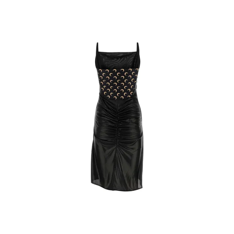 Marine Serre Crescent Moon-Printed Ruched Midi Dress-1