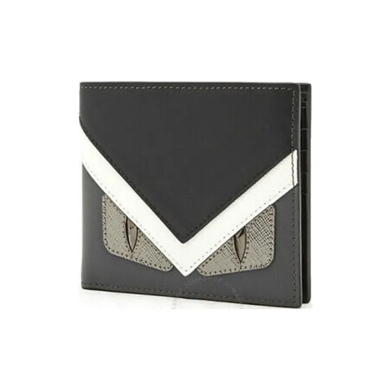 FENDI Multicolor Leather Wallets With Money Clip Men's Black/Gray/White-1