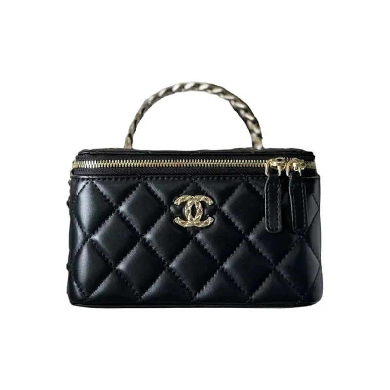 CHANEL Leather Handbag, Shoulder Bag, Crossbody Bag Women's Black-0