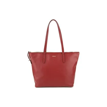 Furla Leather Tote Bag Shopping Bag Handbag Shoulder Bag Women's Red