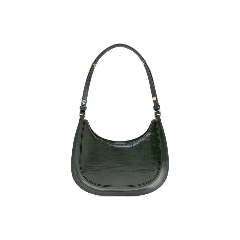 TORY BURCH Robinson Embossed Leather Crescent Bag Handbag, Shoulder Bag Medium Size Women's Dark Green-2